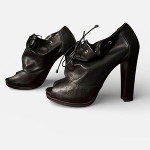 Fendi peep toe platform heels black